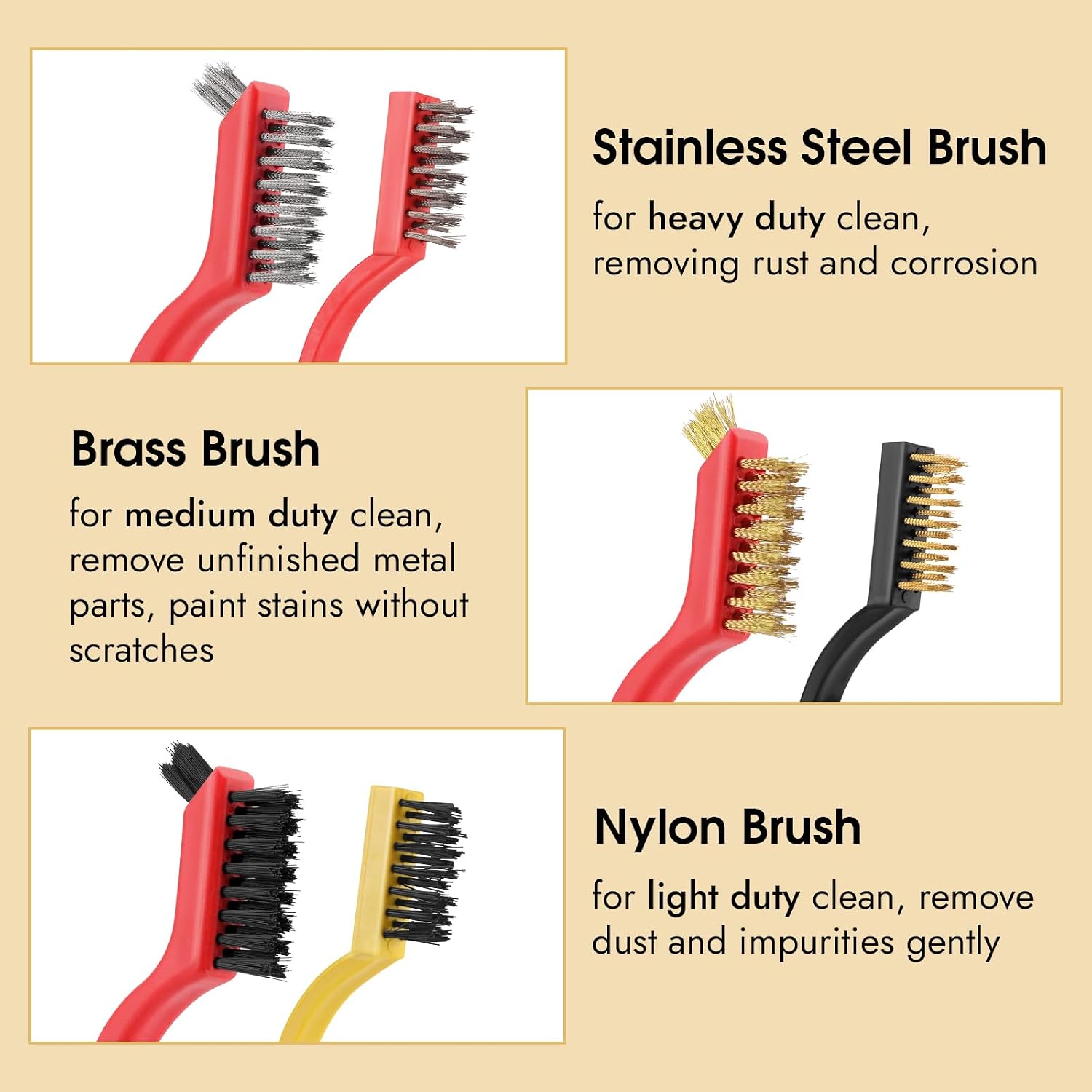 MOWPOG 6 Pc Wire Brush Set for Cleaning - Alternate angle