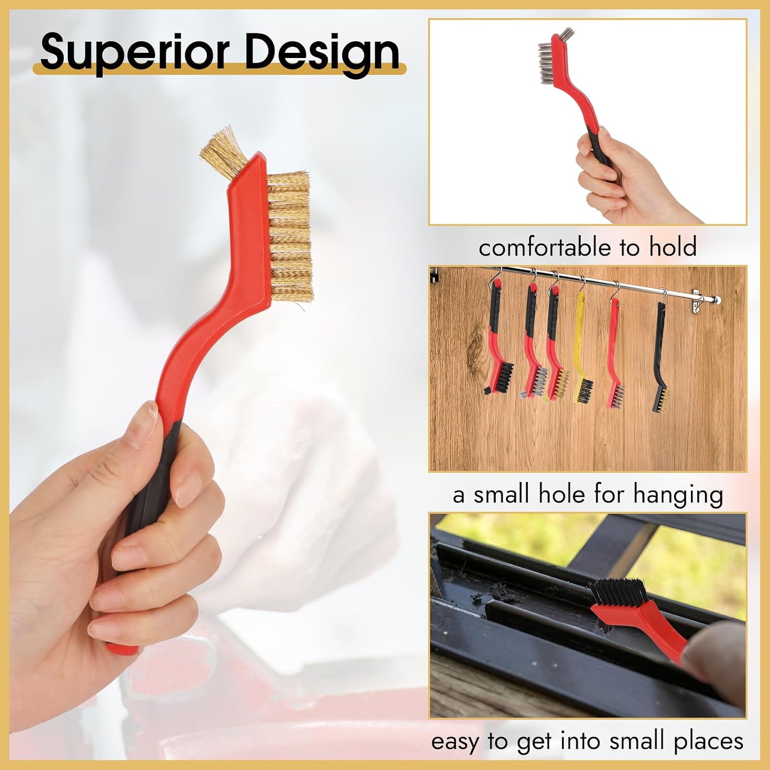 MOWPOG 6 Pc Wire Brush Set for Cleaning - Size reference