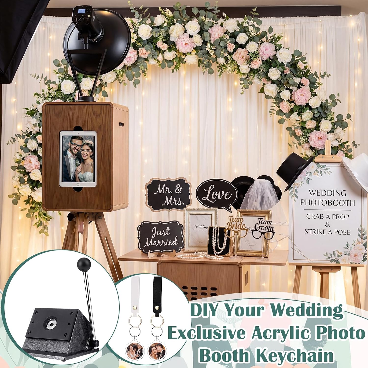 ForraFun 61 Pc Button Keychain Photo Booth Kit - Size reference