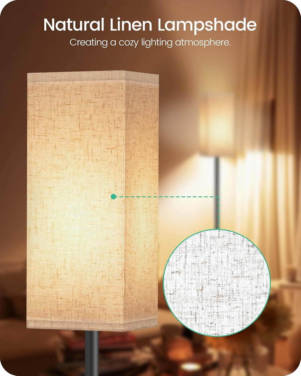 64.6 Inch Modern Standing Floor Lamp - Alternate angle