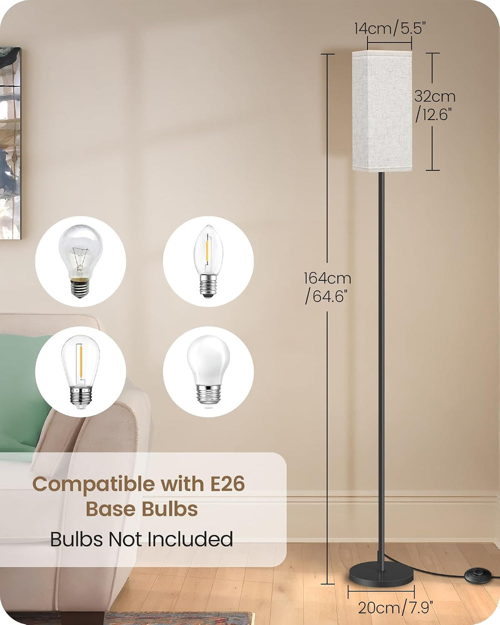 64.6 Inch Modern Standing Floor Lamp - Close-up