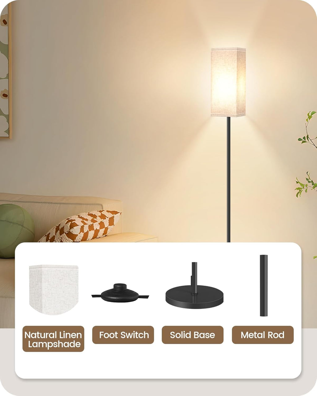 64.6 Inch Modern Standing Floor Lamp - Size reference