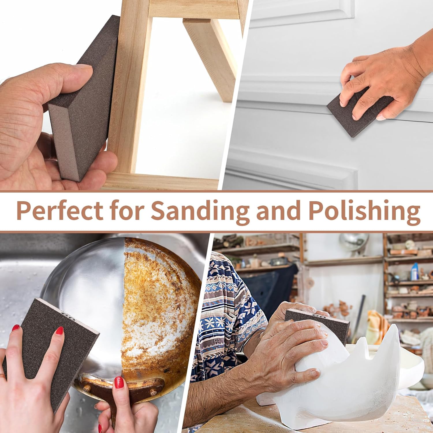 MOWPOG 8 Pack Sanding Sponge Blocks - In use