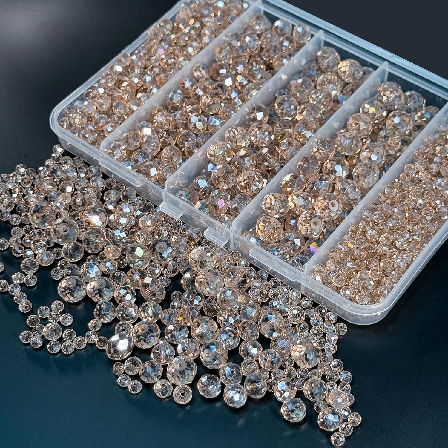 800 Pc Crystal Glass Beads for Jewelry Making - Detail view