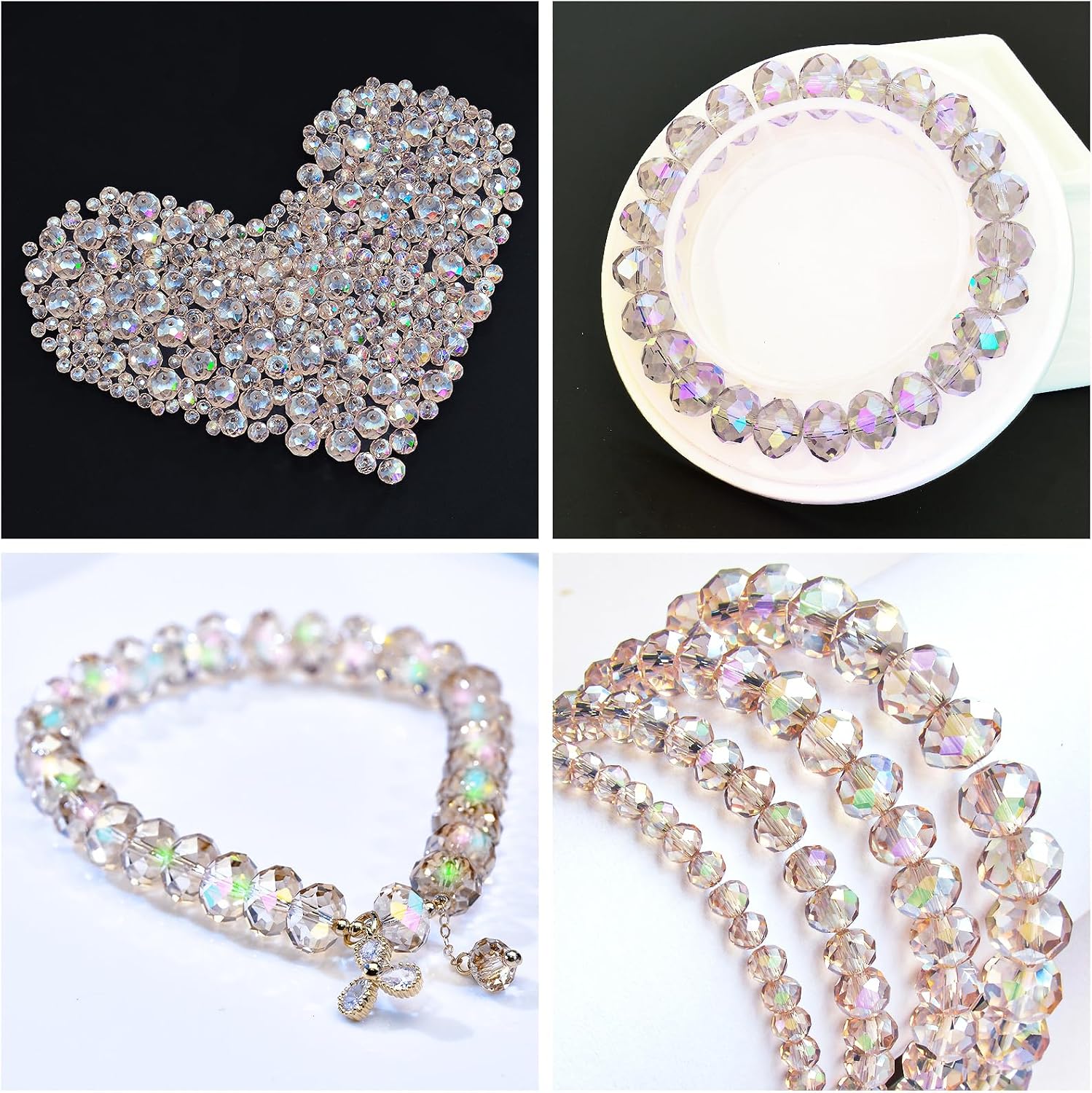 800 Pc Crystal Glass Beads for Jewelry Making - Size reference