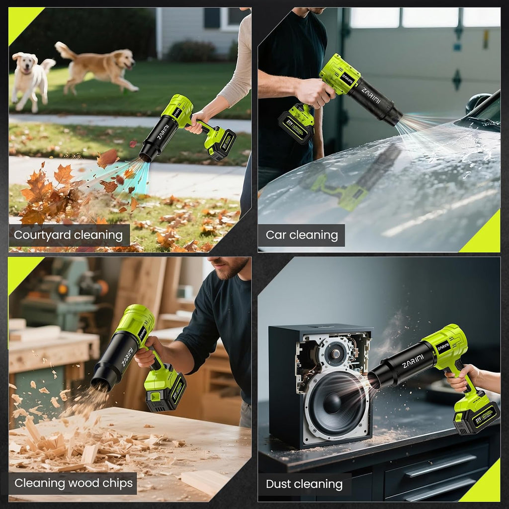 ZARIMI Cordless Handheld Leaf Blower - In use