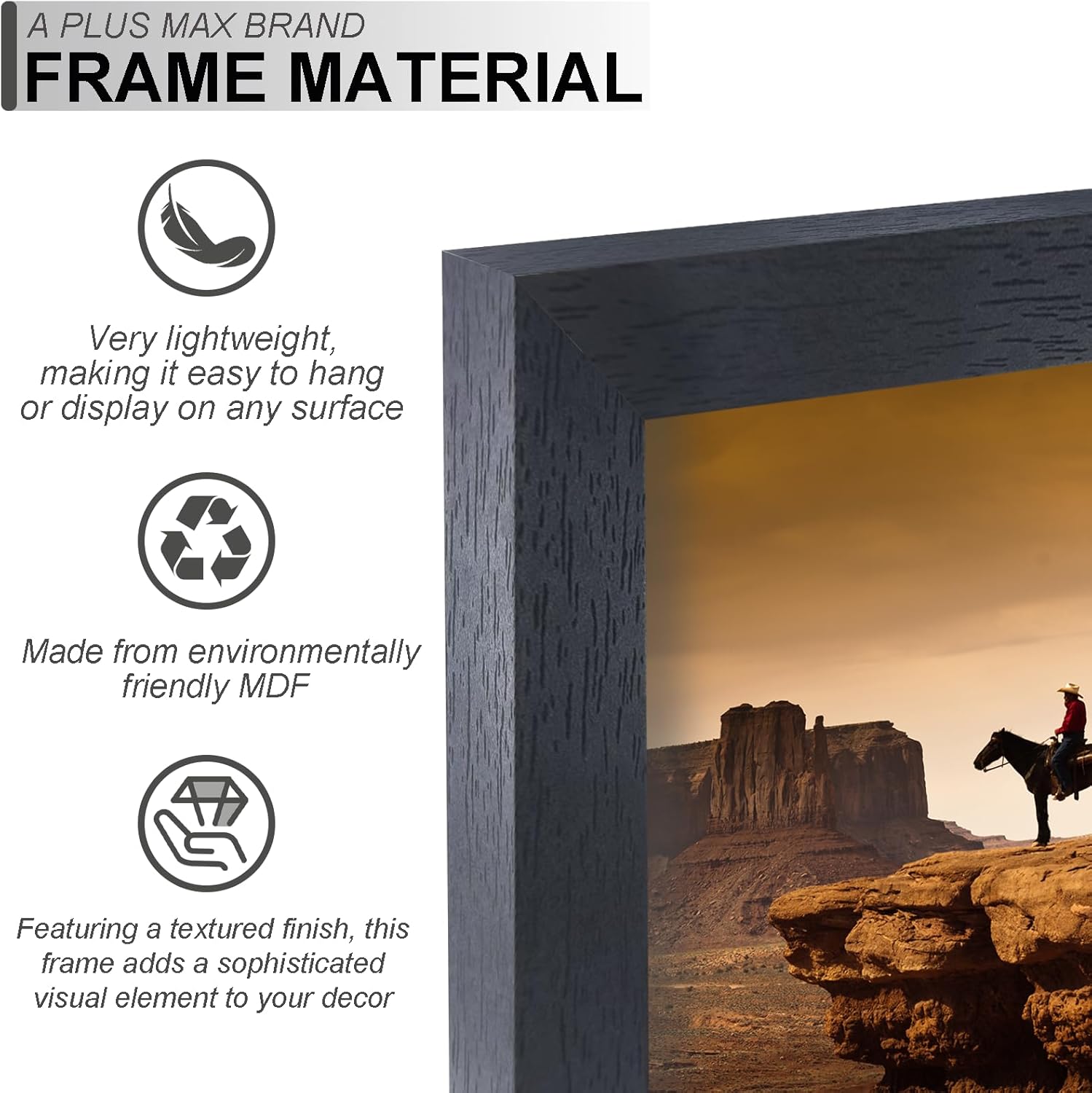 A PLUS MAX 11 x 17 Black Picture Frame - Detail view