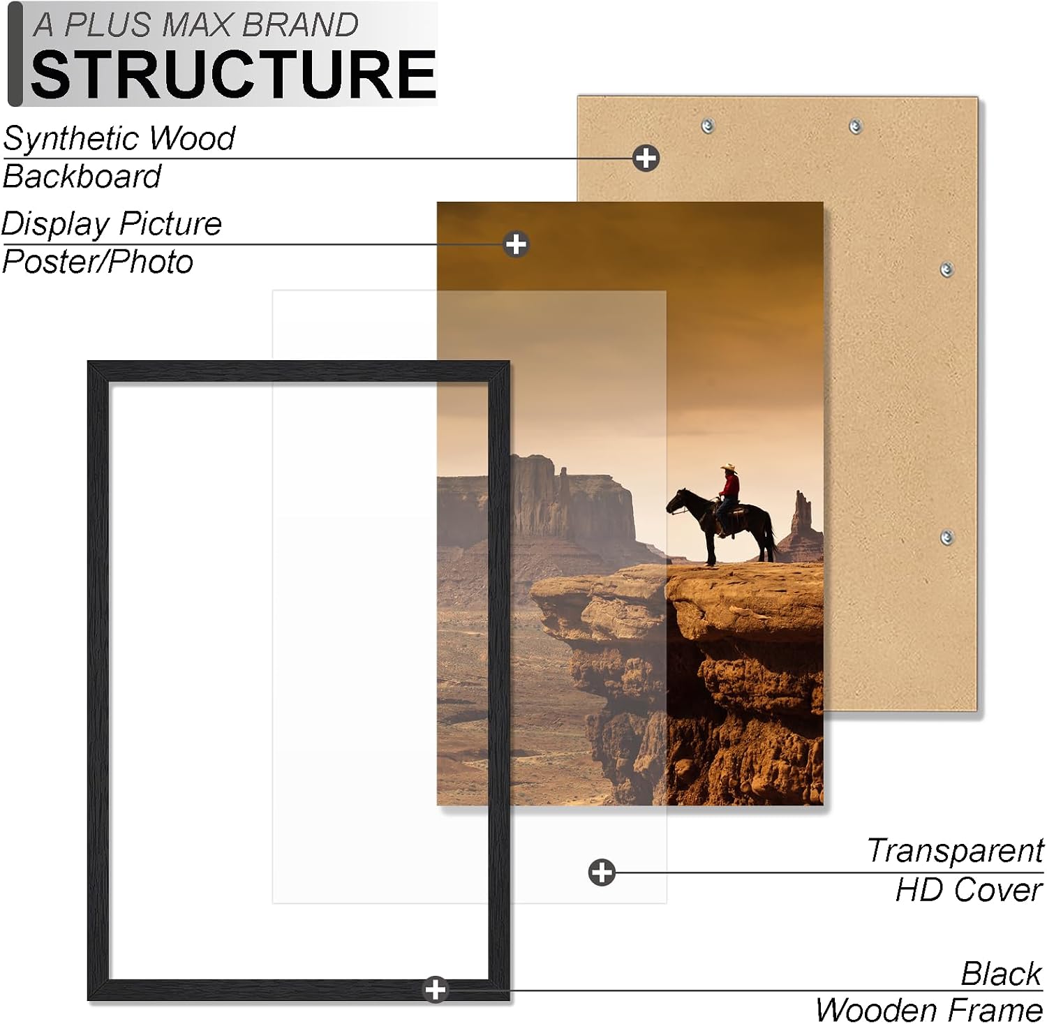 A PLUS MAX 11 x 17 Black Picture Frame - Alternate angle