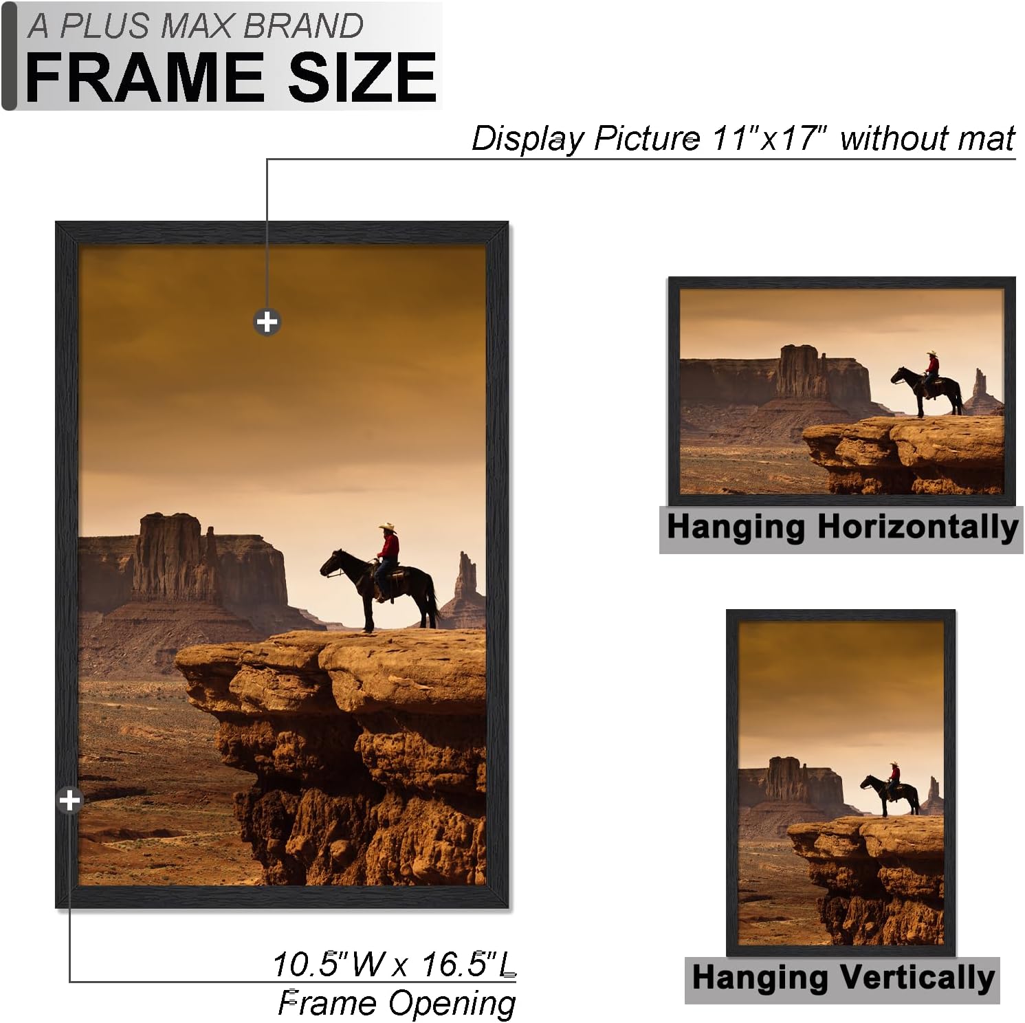 A PLUS MAX 11 x 17 Black Picture Frame - Close-up
