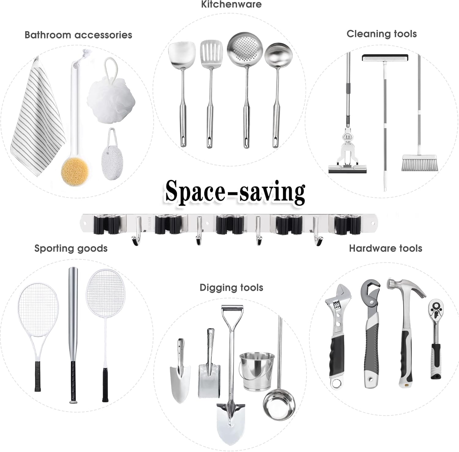 AceMining Wall Mount Mop and Broom Holder - Close-up