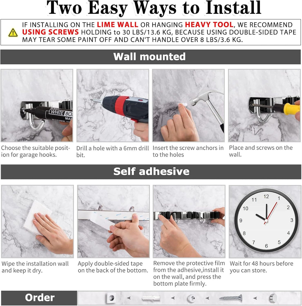 AceMining Wall Mount Mop and Broom Holder - Size reference