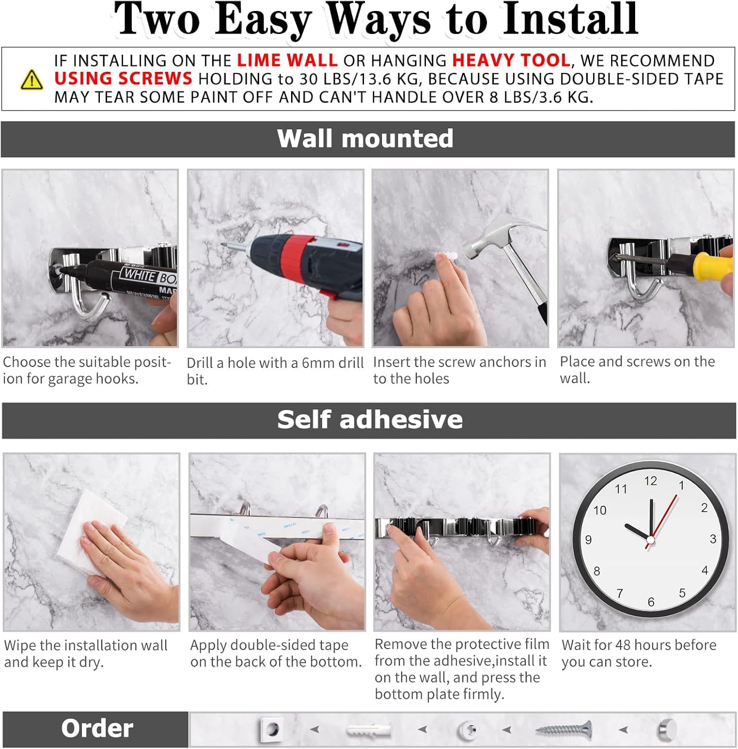 AceMining Wall Mount Mop and Broom Holder - Size reference