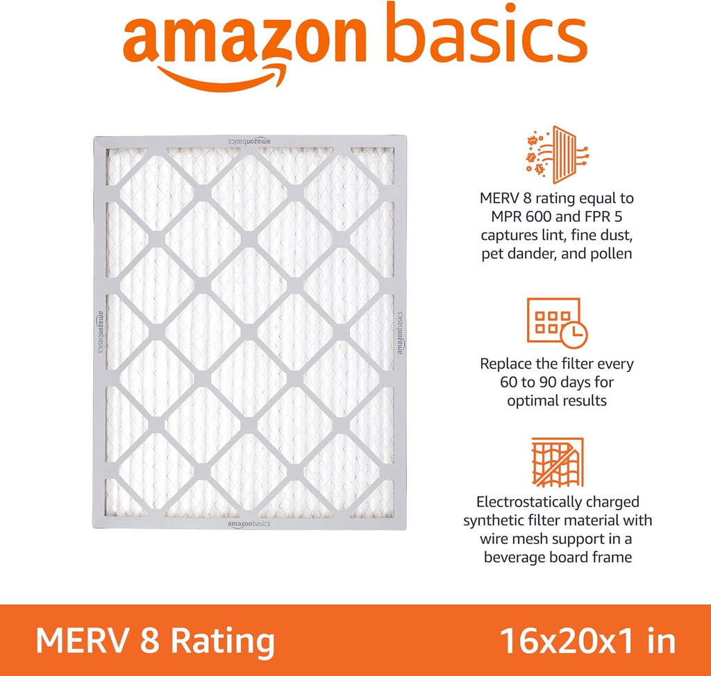 Amazon Basics 16x20x1 MERV 8 Air Filter 6-Pack - Detail view