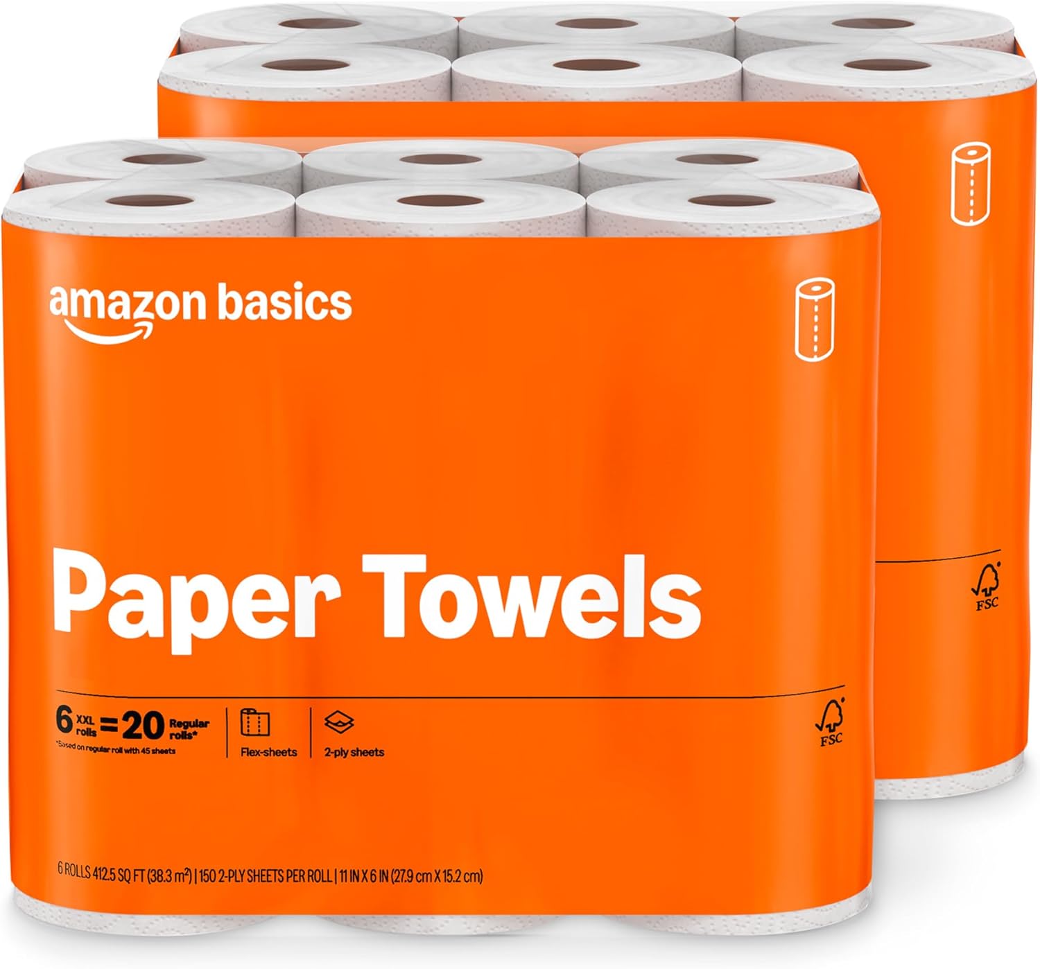 Amazon Basics 2-Ply Paper Towels, 12 Rolls