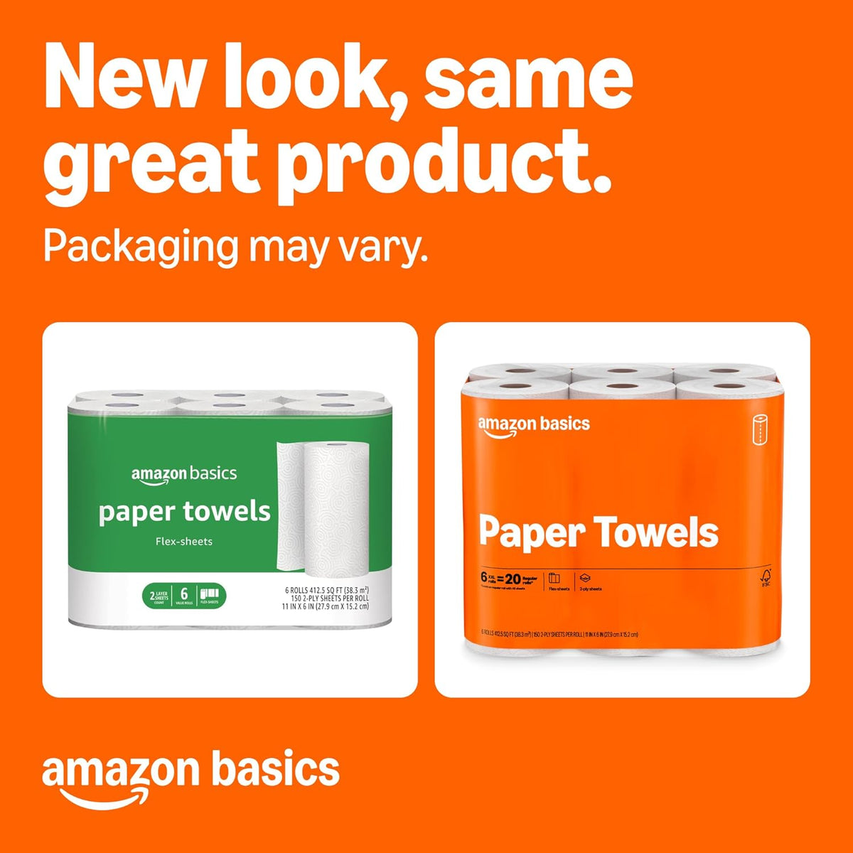 Amazon Basics 2-Ply Paper Towels, 12 Rolls - Detail view