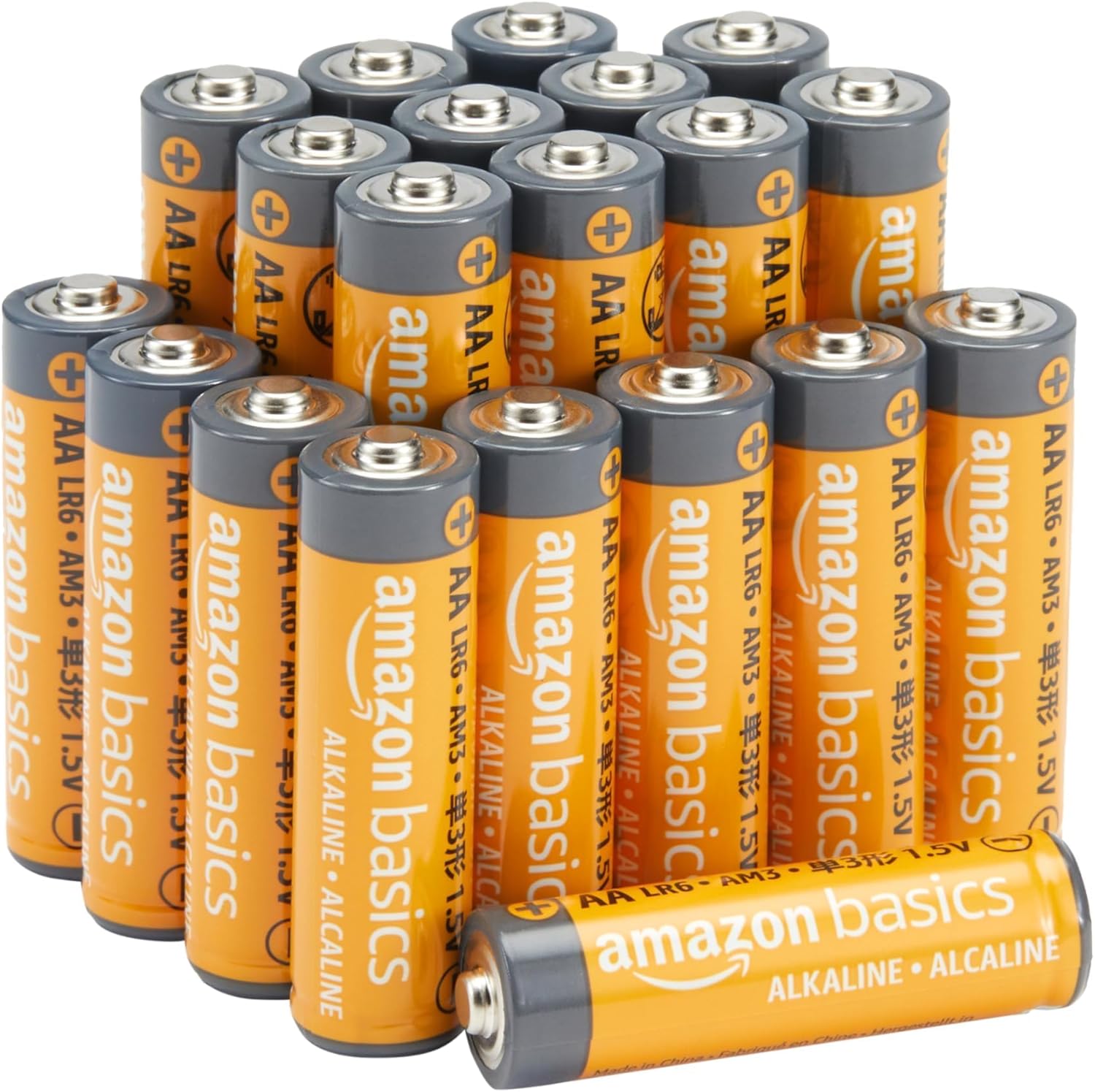 Amazon Basics AA Alkaline Batteries, 20-Pack