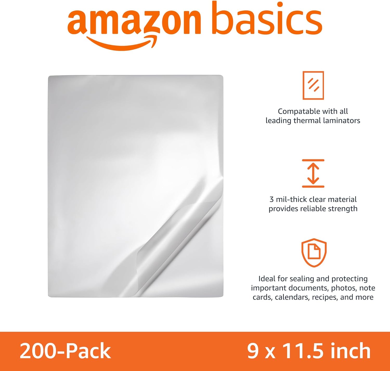 Amazon Basics Laminating Sheets, 200-Pack - Detail view