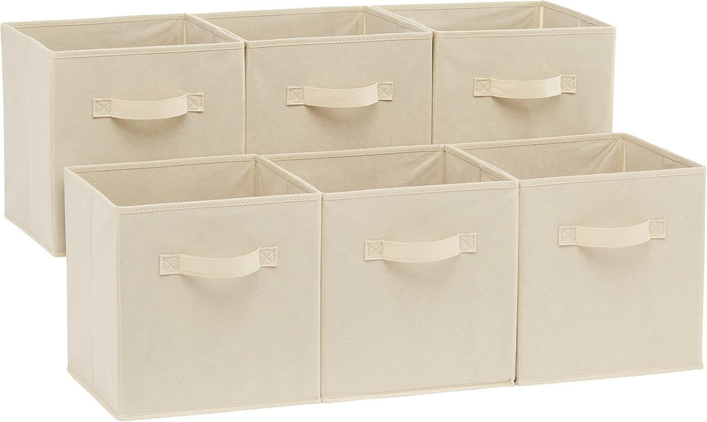 Amazon Basics Storage Cubes, Beige, 6-Pack
