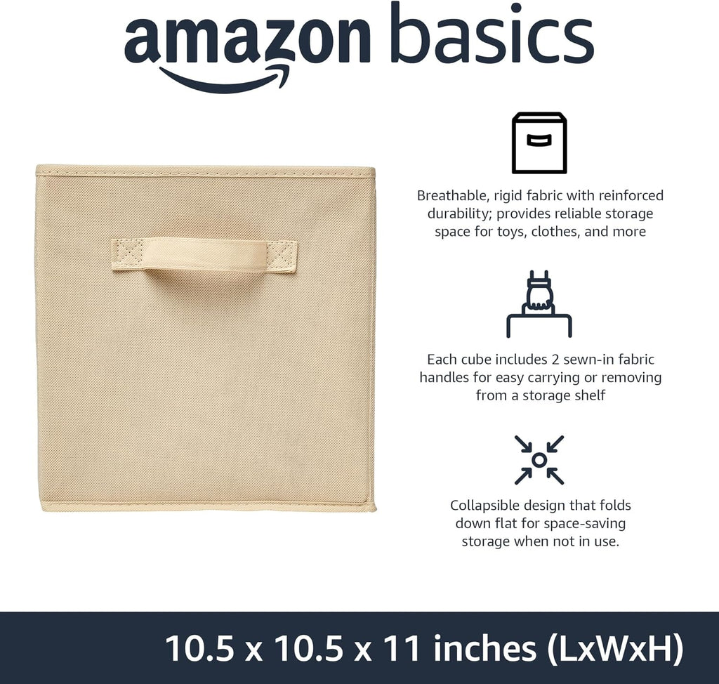 Amazon Basics Storage Cubes, Beige, 6-Pack - Detail view