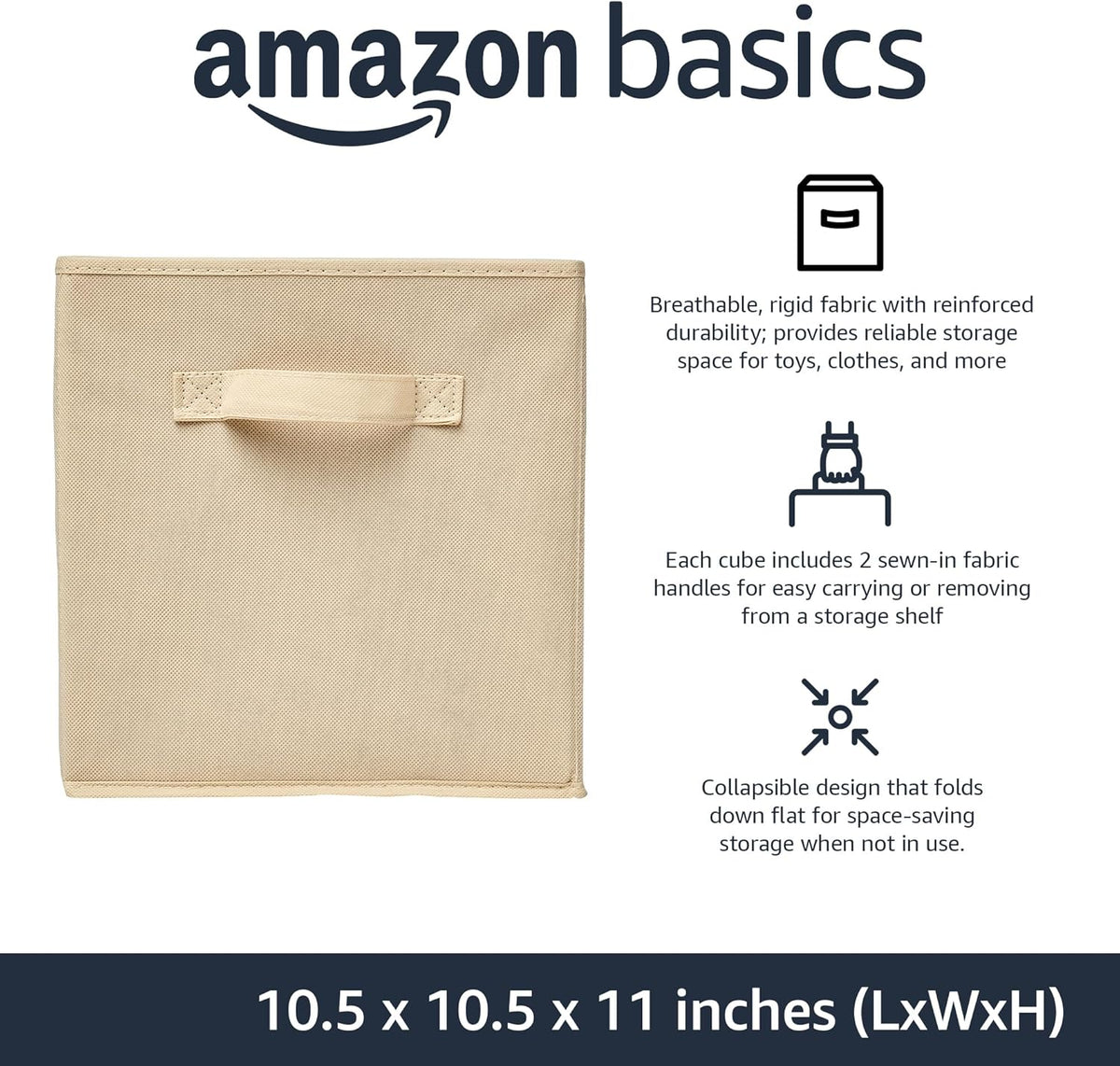 Amazon Basics Storage Cubes, Beige, 6-Pack - Detail view