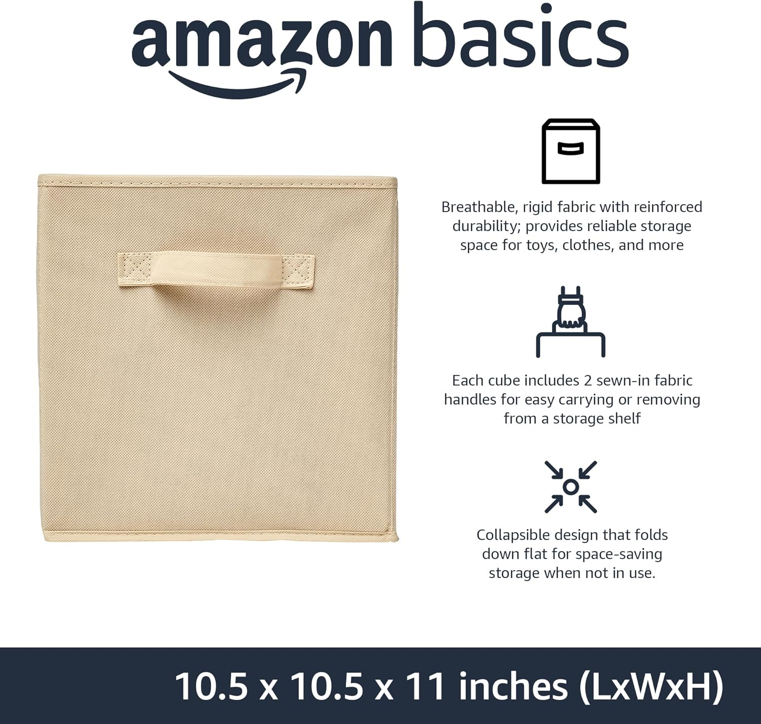 Amazon Basics Storage Cubes, Beige, 6-Pack - Detail view