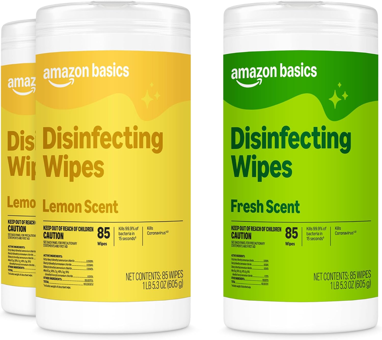 Amazon Basics Disinfecting Wipes, 255 Count