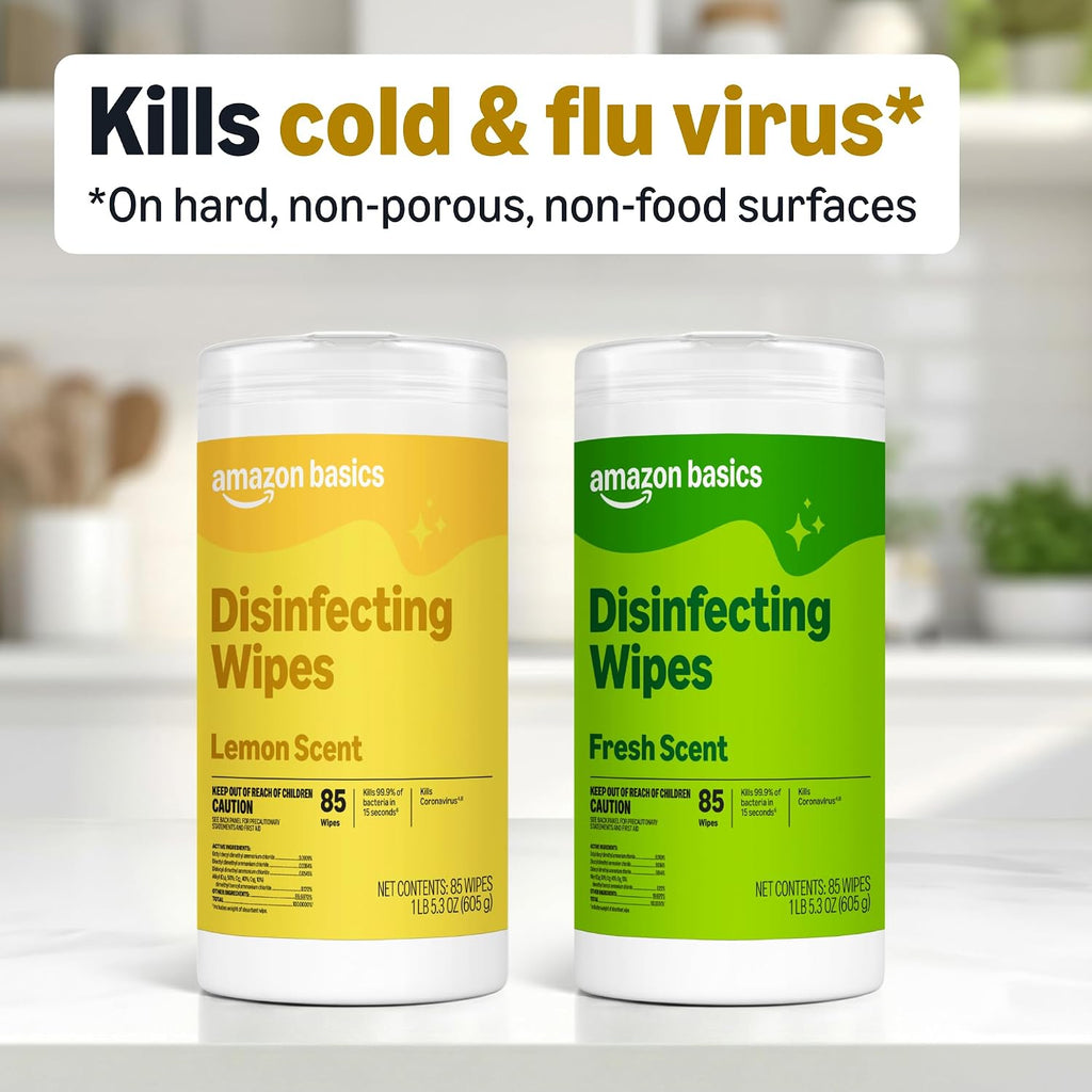 Amazon Basics Disinfecting Wipes, 255 Count - Close-up