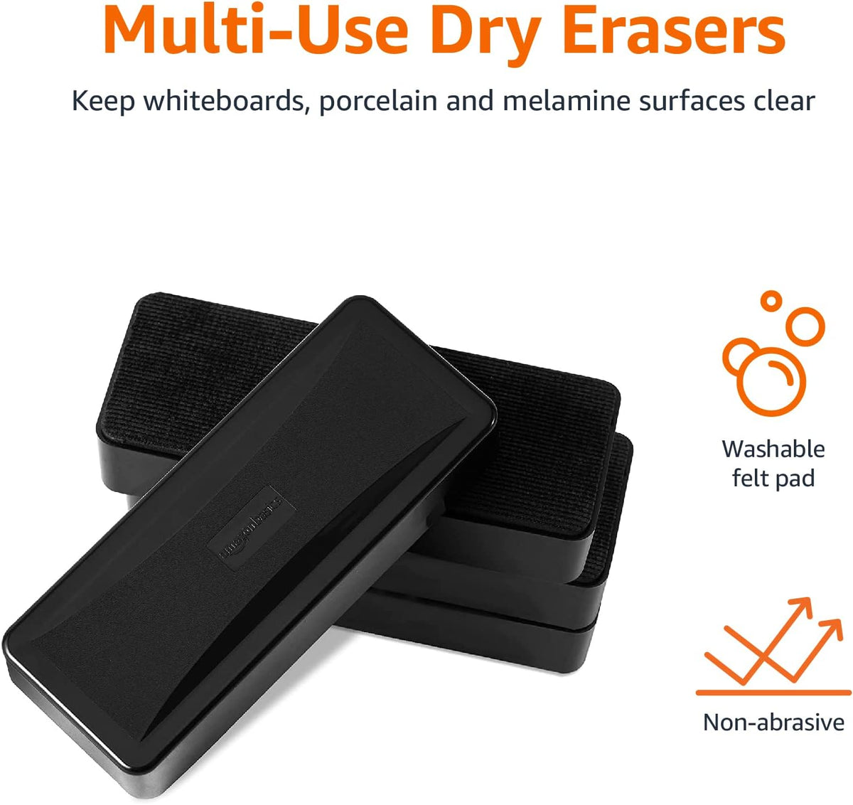 Amazon Basics Whiteboard Erasers, 4-Pack - Detail view