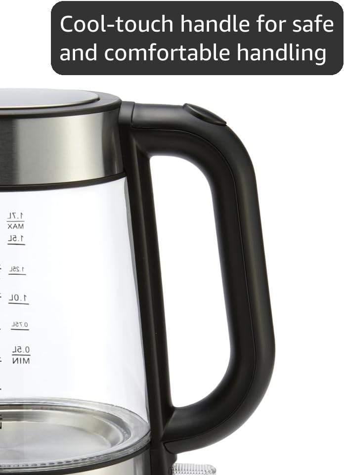 Amazon Basics Electric Kettle, 1.7L, Glass - Feature highlight