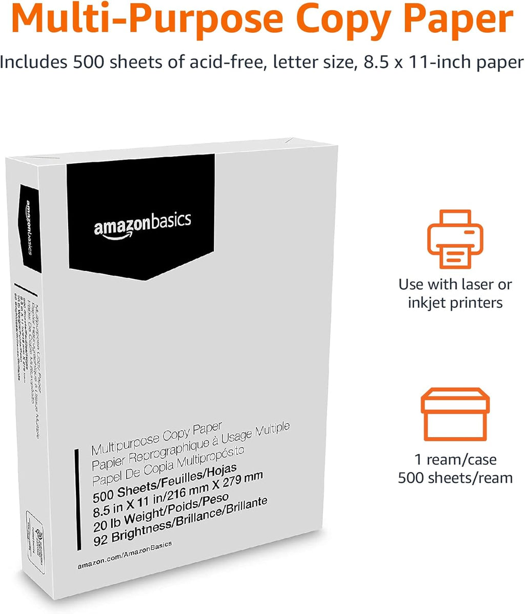 Amazon Basics Copy Paper, 500 Sheets - Detail view