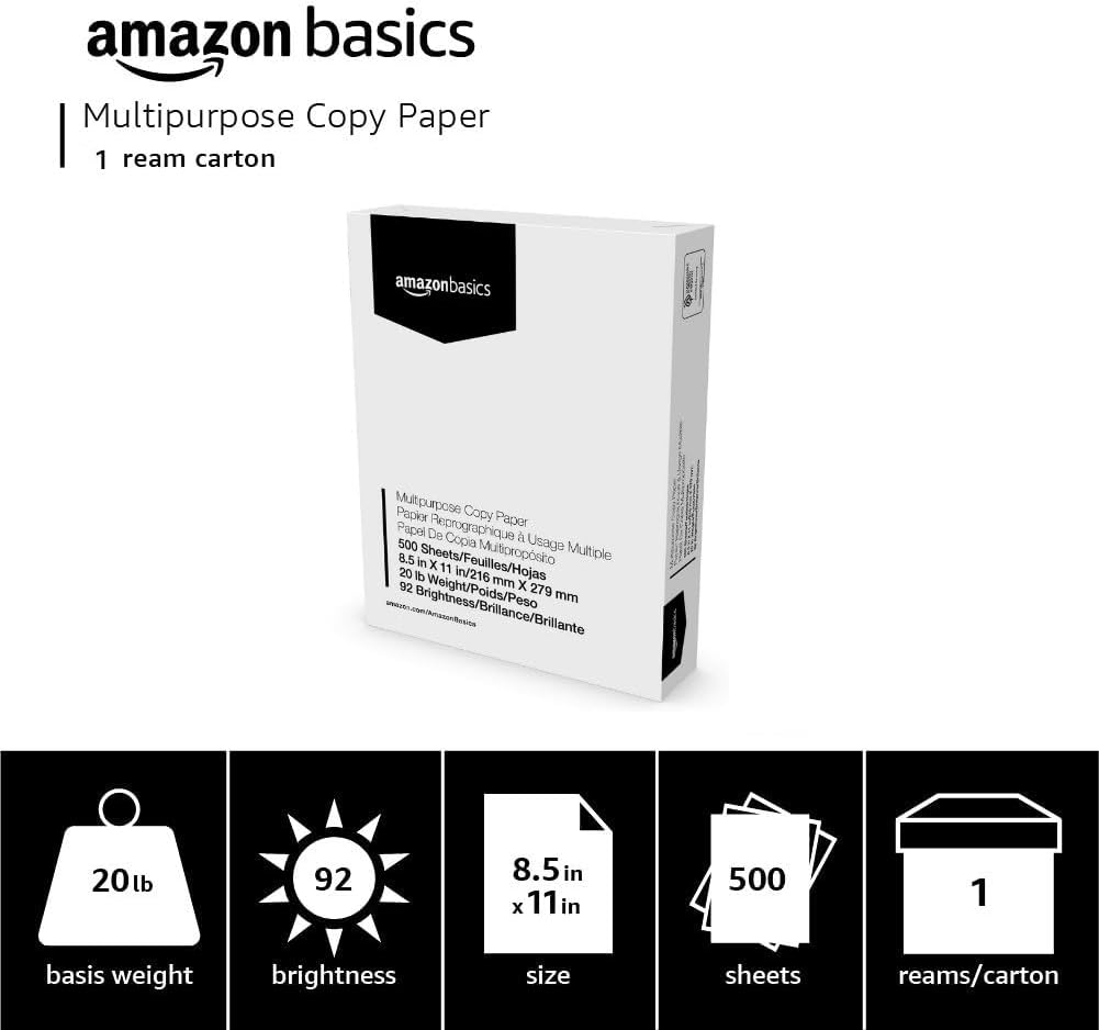 Amazon Basics Copy Paper, 500 Sheets - Alternate angle