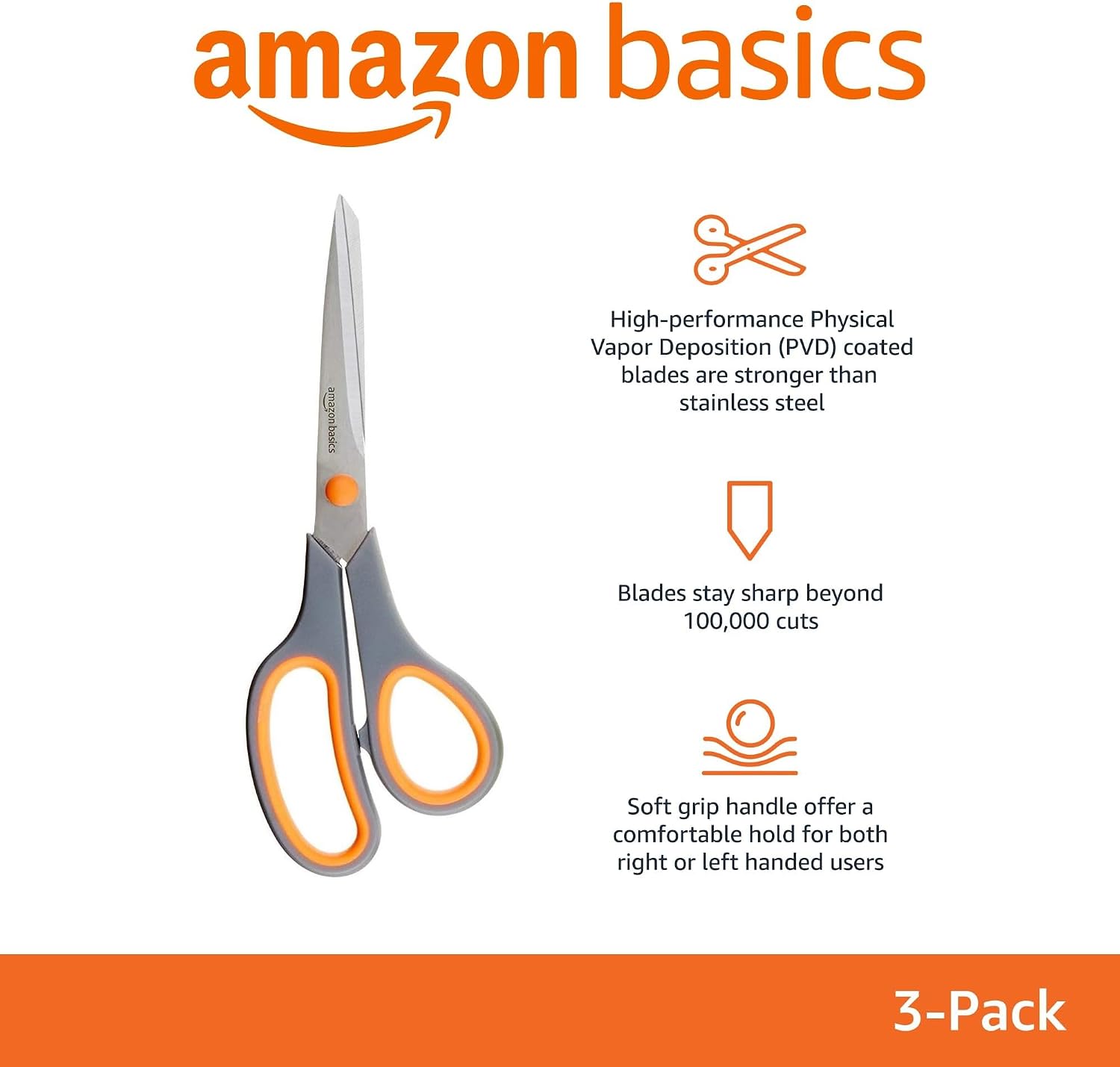 Amazon Basics Scissors, 3-Pack - Detail view