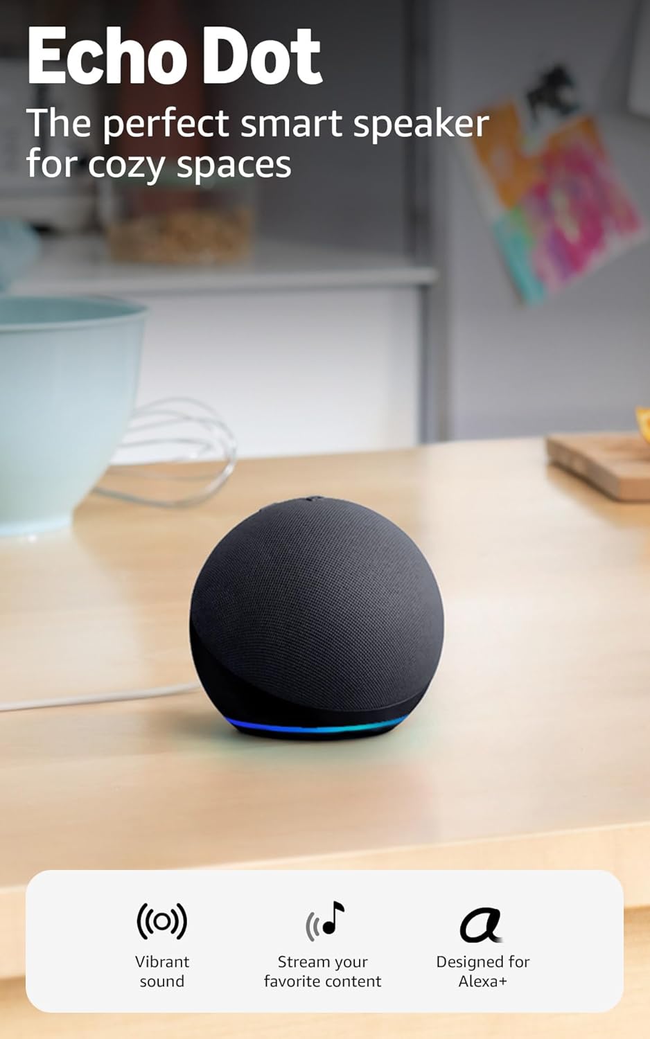Echo Dot Smart Speaker, Charcoal