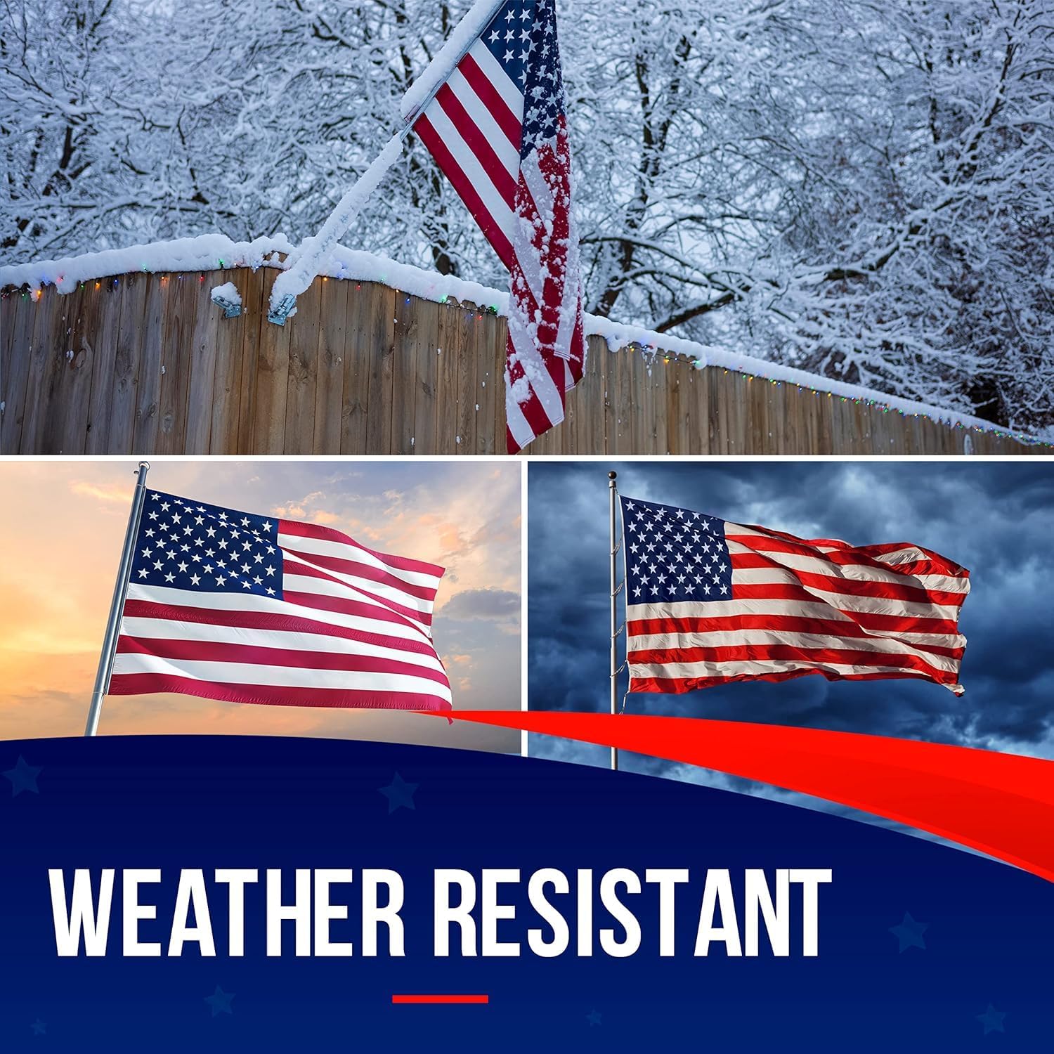 American Flag 3x5 Ft Heavy Duty Outdoor, Made in USA - Size reference