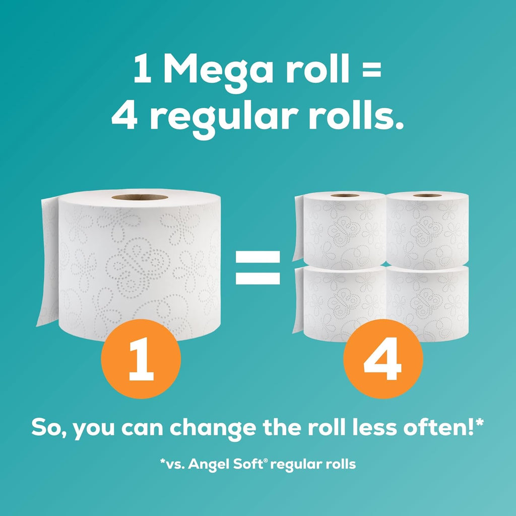 Angel Soft Toilet Paper, 18 Mega Rolls - Alternate angle