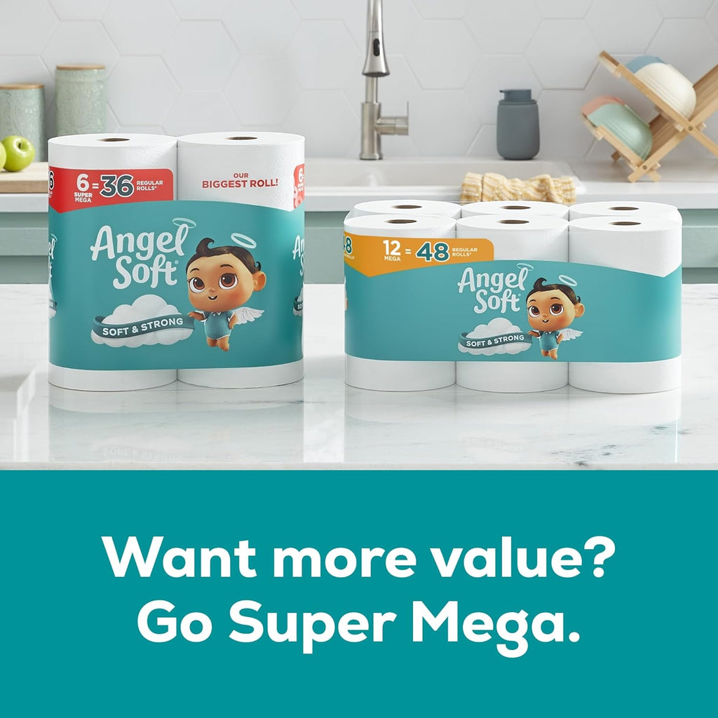 Angel Soft Toilet Paper, 18 Mega Rolls - In use
