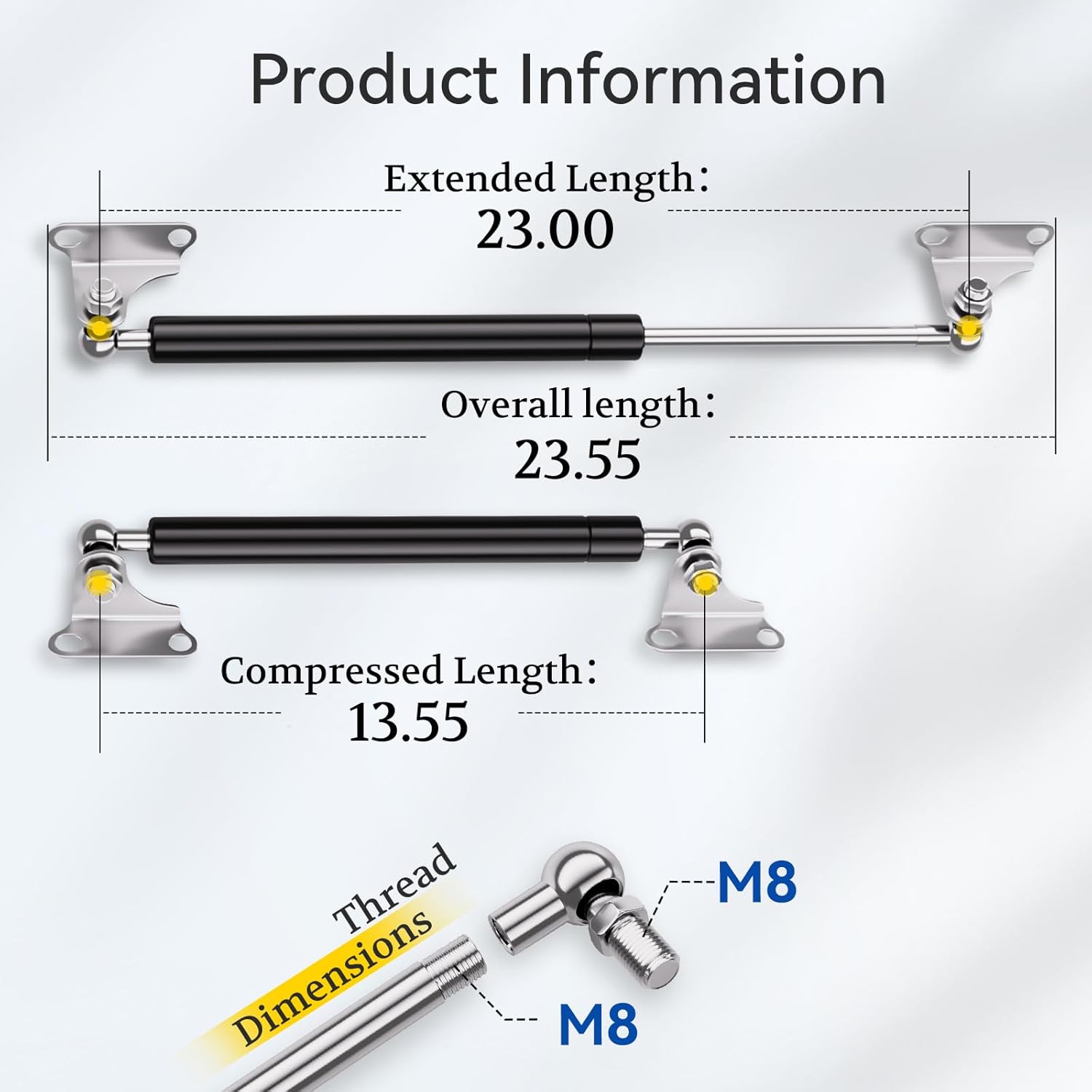 ARANA Gas Struts 23 Inch 200 lbs, 2 Pack - Close-up