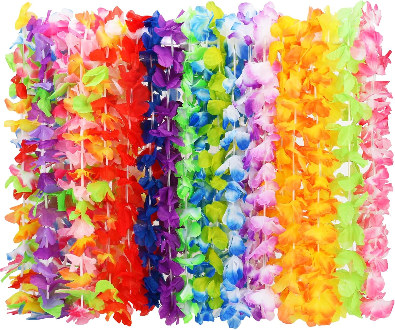 Arrowom 24-Pack Hawaiian Silk Flower Leis