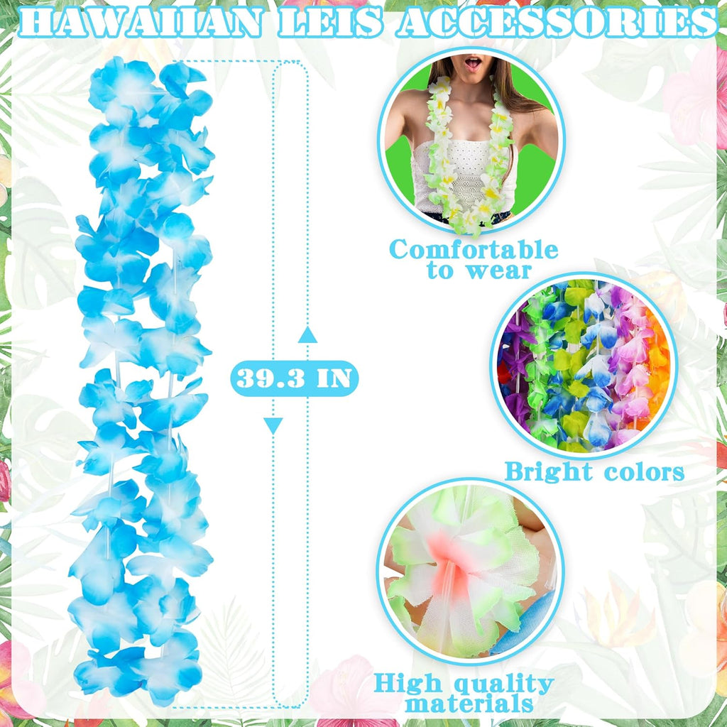 Arrowom 24-Pack Hawaiian Silk Flower Leis - Detail view
