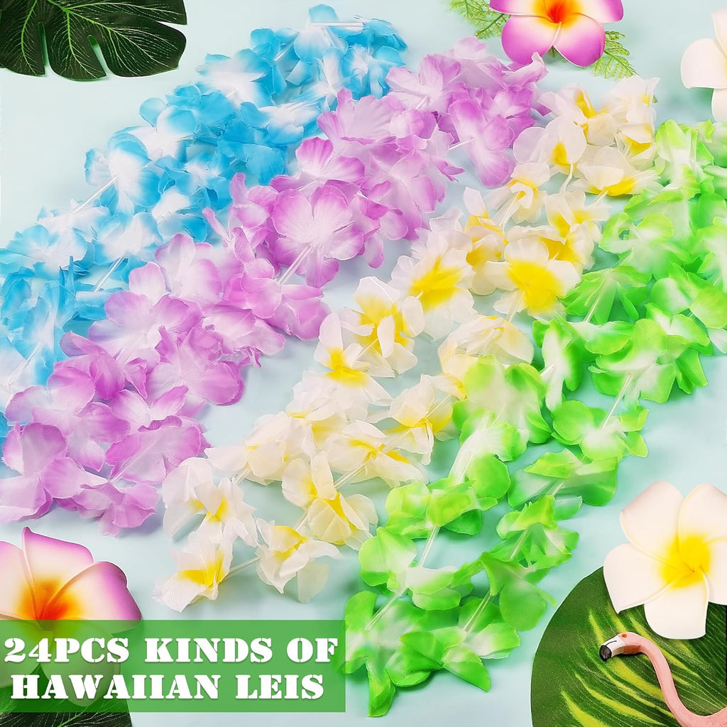 Arrowom 24-Pack Hawaiian Silk Flower Leis - Alternate angle