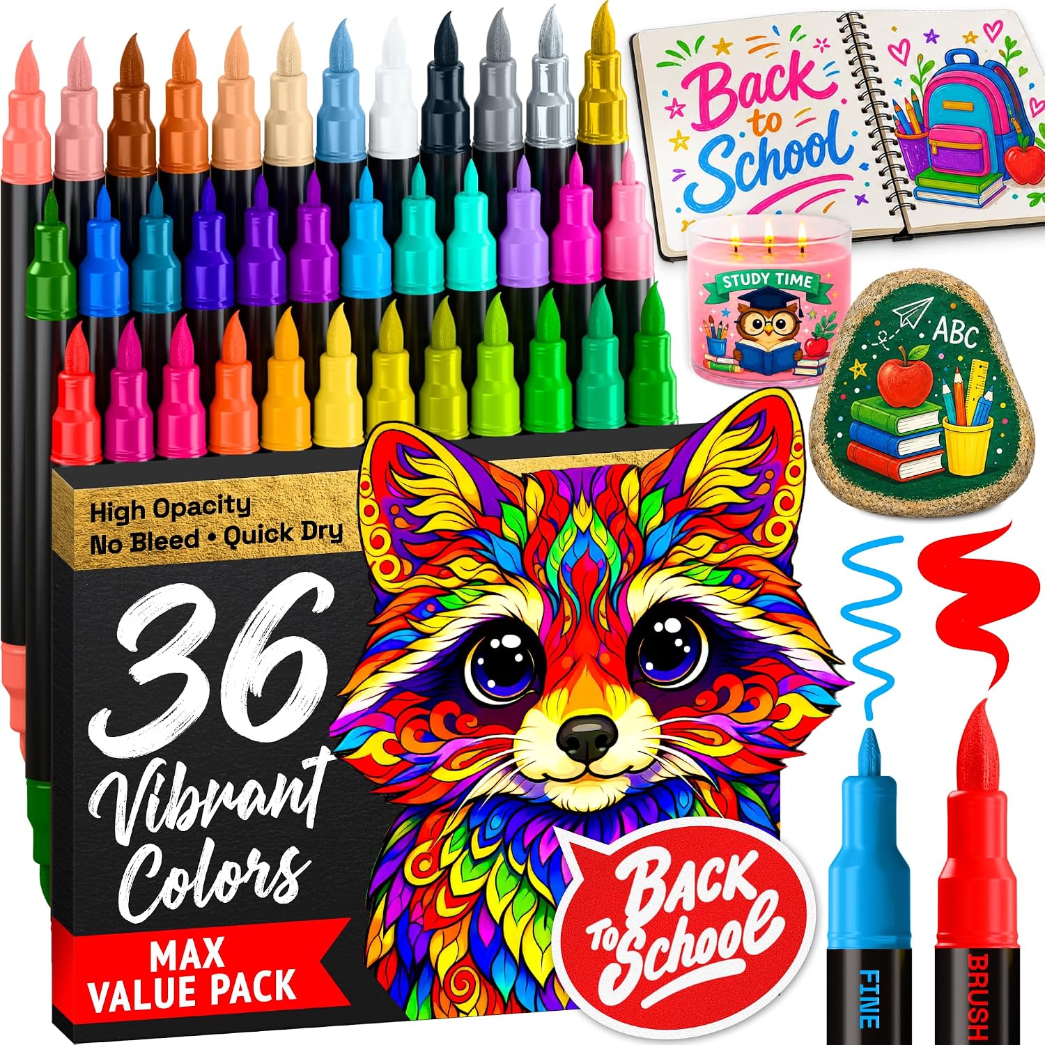 Artistro 36-Pack Acrylic Paint Markers