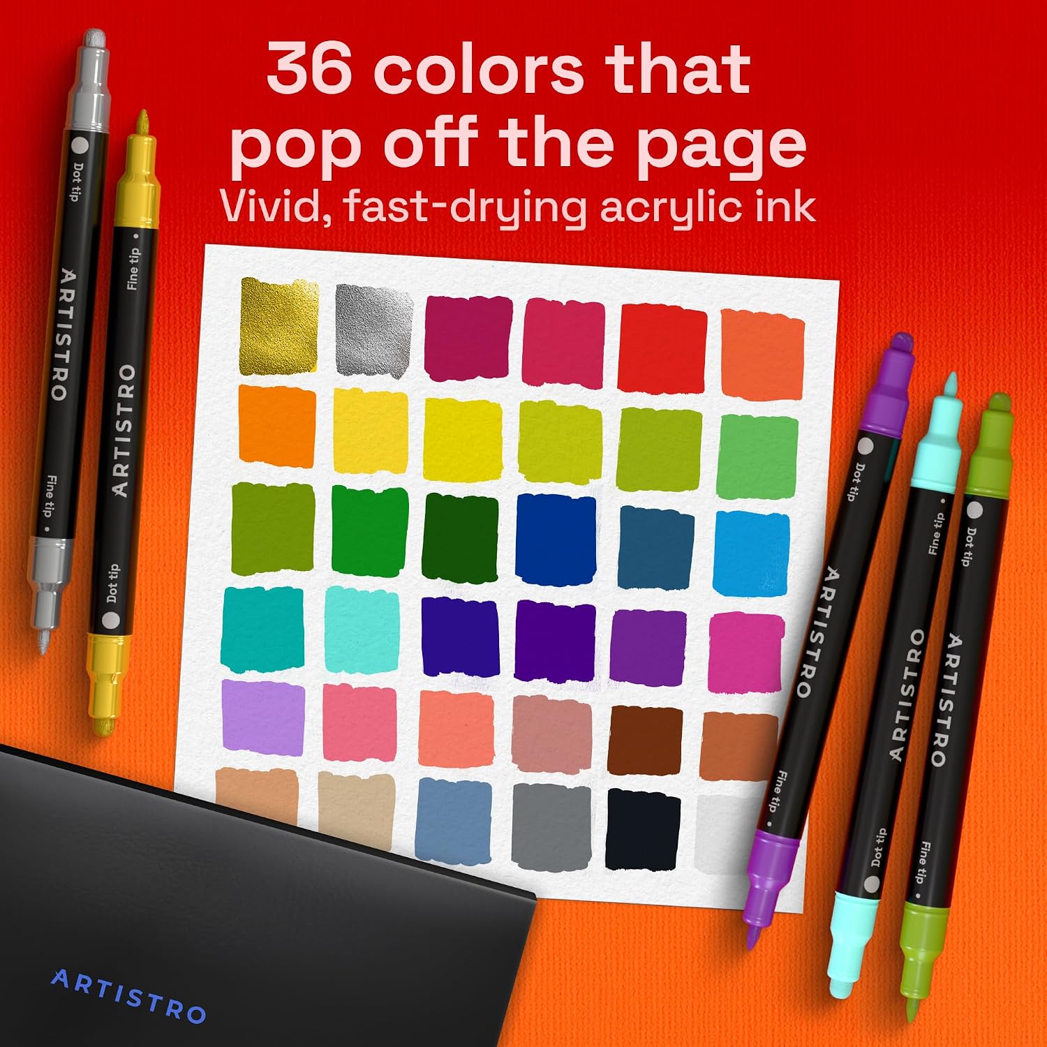 Artistro 36-Pack Dual-Tip Paint Markers - Detail view