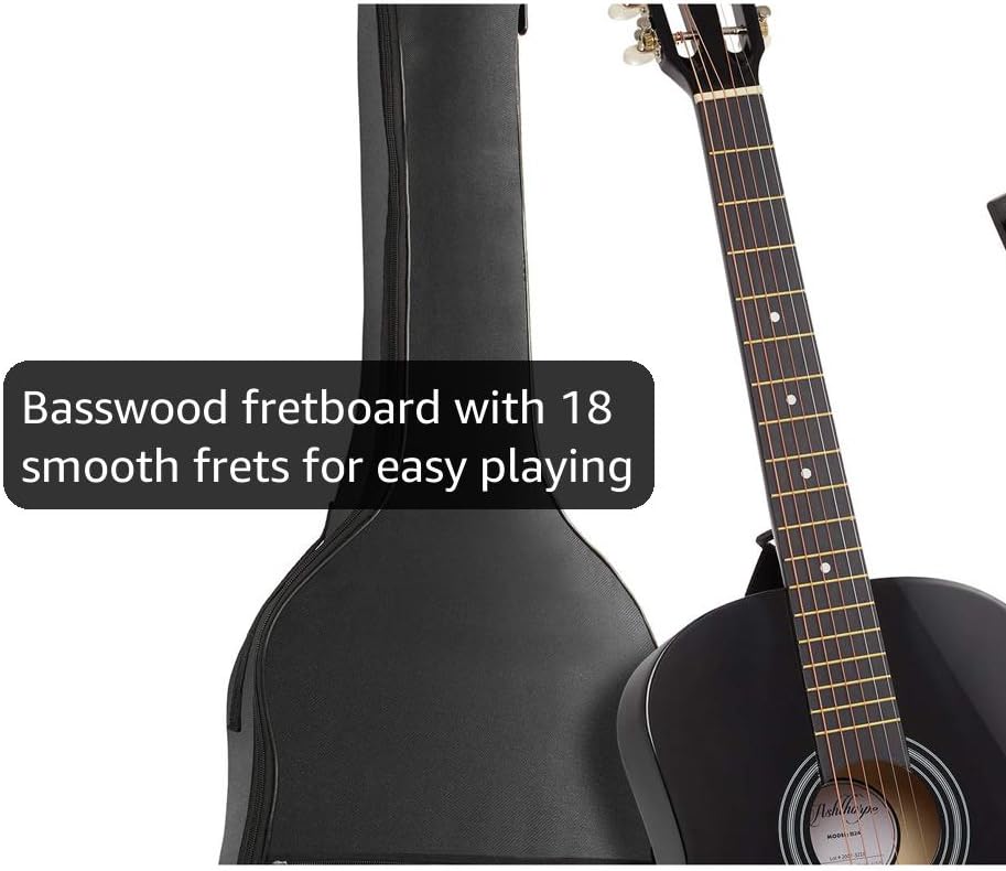 Ashthorpe 38-In Acoustic Guitar Starter Kit - Alternate angle