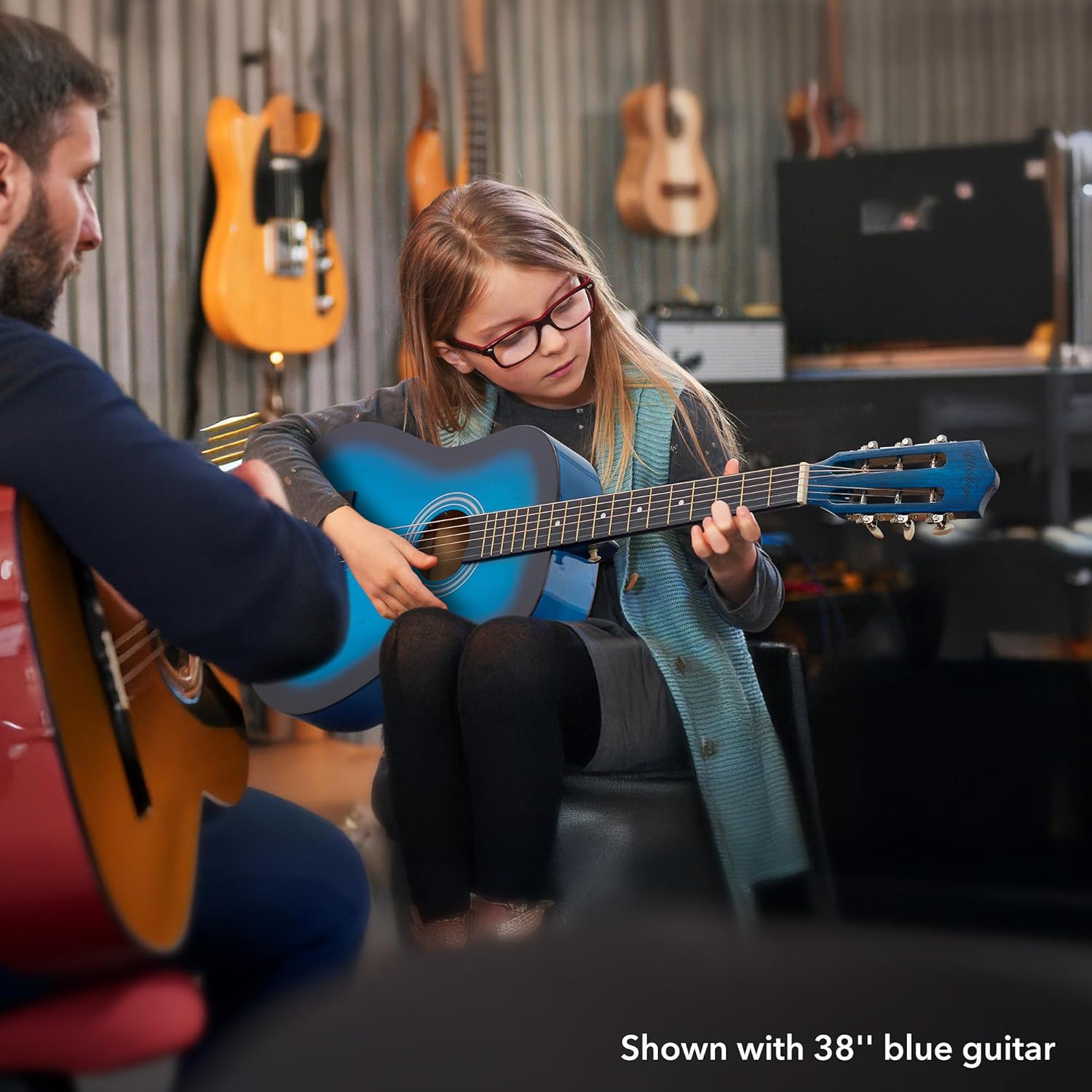 Ashthorpe 38-In Acoustic Guitar Starter Kit - Feature highlight