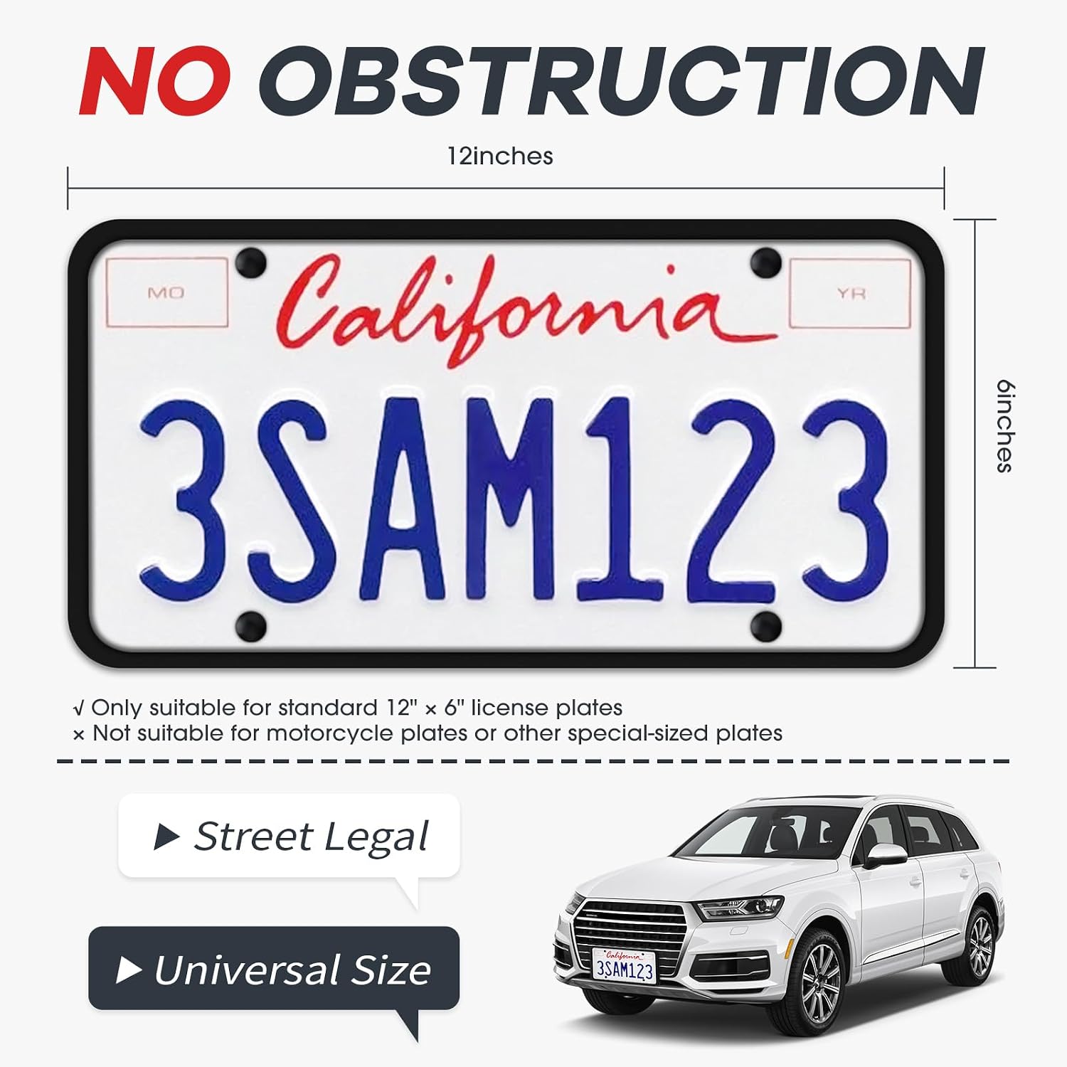 Aujen 2-Pack Silicone License Plate Frames - Detail view