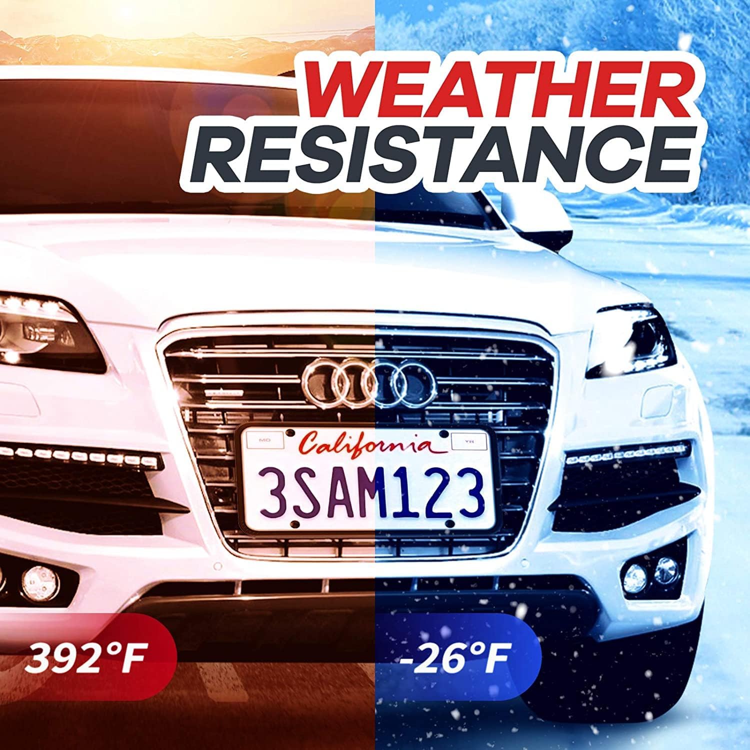 Aujen 2-Pack Silicone License Plate Frames - Size reference