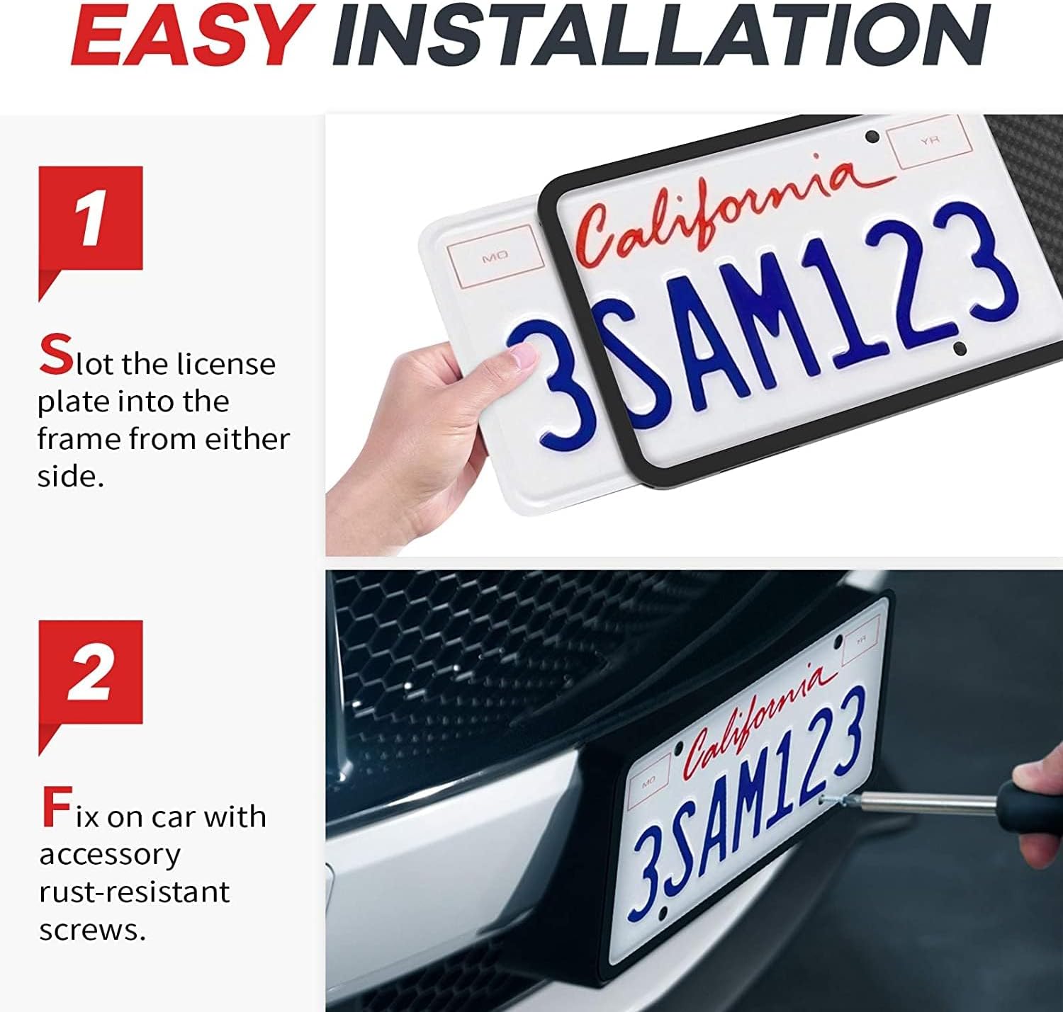 Aujen 2-Pack Silicone License Plate Frames - Packaging