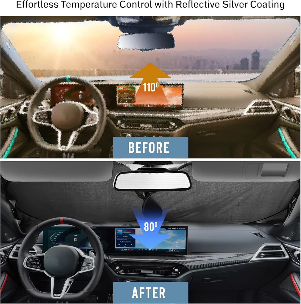 Autovir Foldable Windshield Sun Shade - Alternate angle