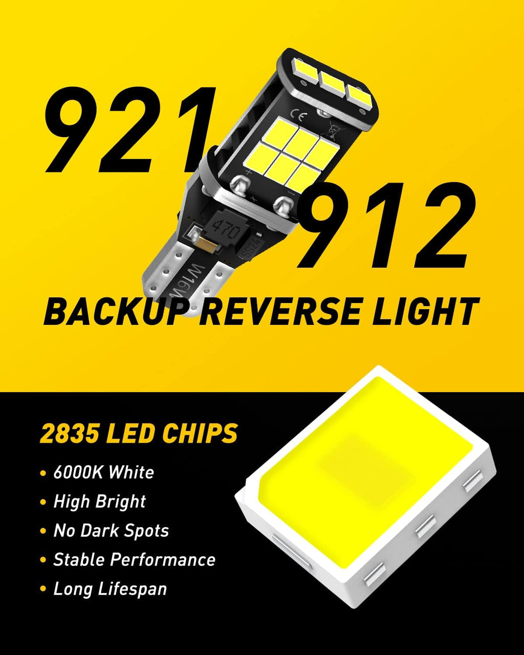 Auxito 912 921 LED Reverse Light Bulbs - Detail view