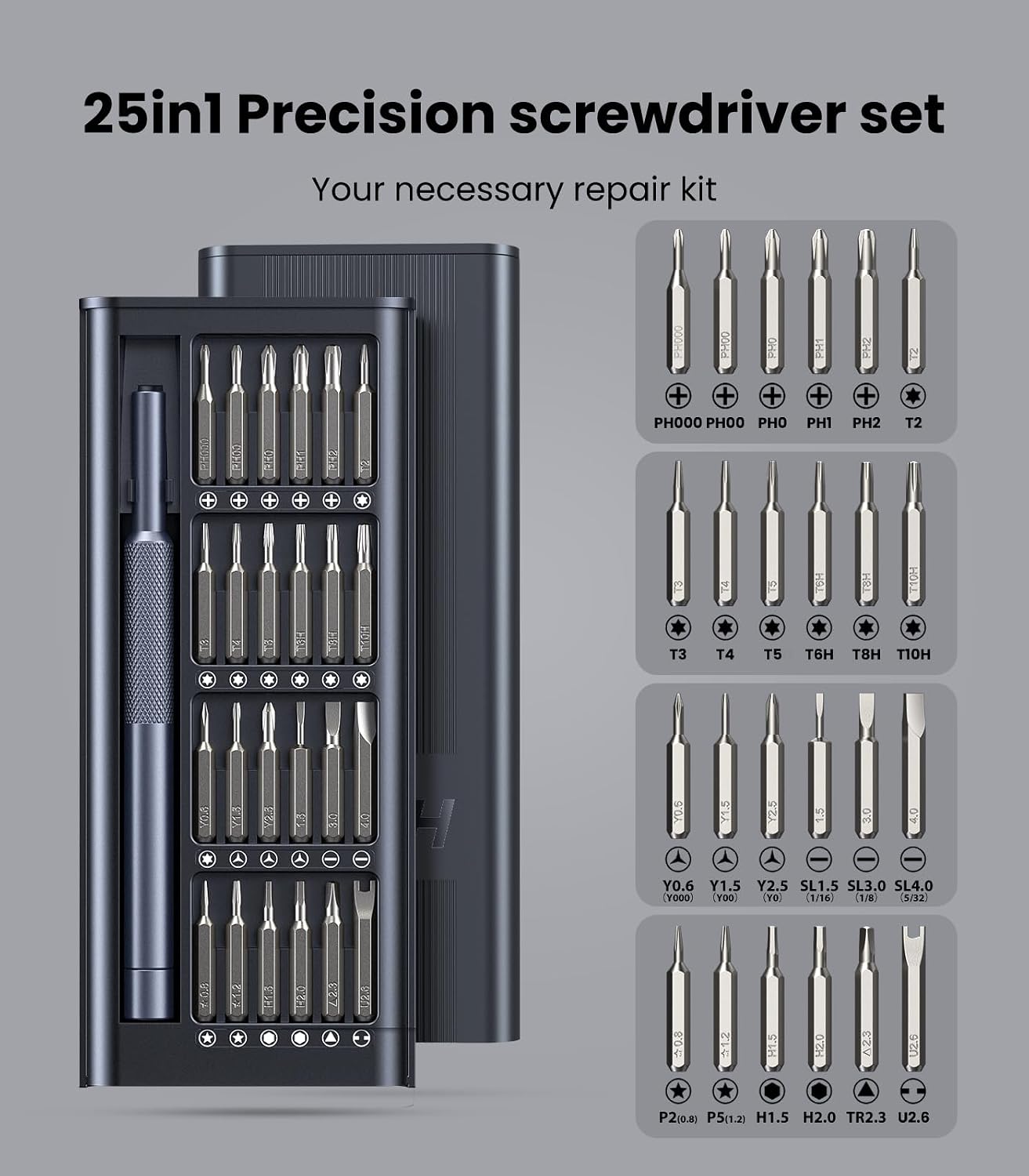 Axth 25-in-1 Precision Screwdriver Set - Alternate angle